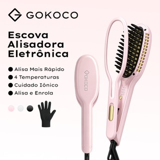 GOKOCO Escova Alisadora placas Alisa mais rápido 4 configurações de calor Cuidado capilar…