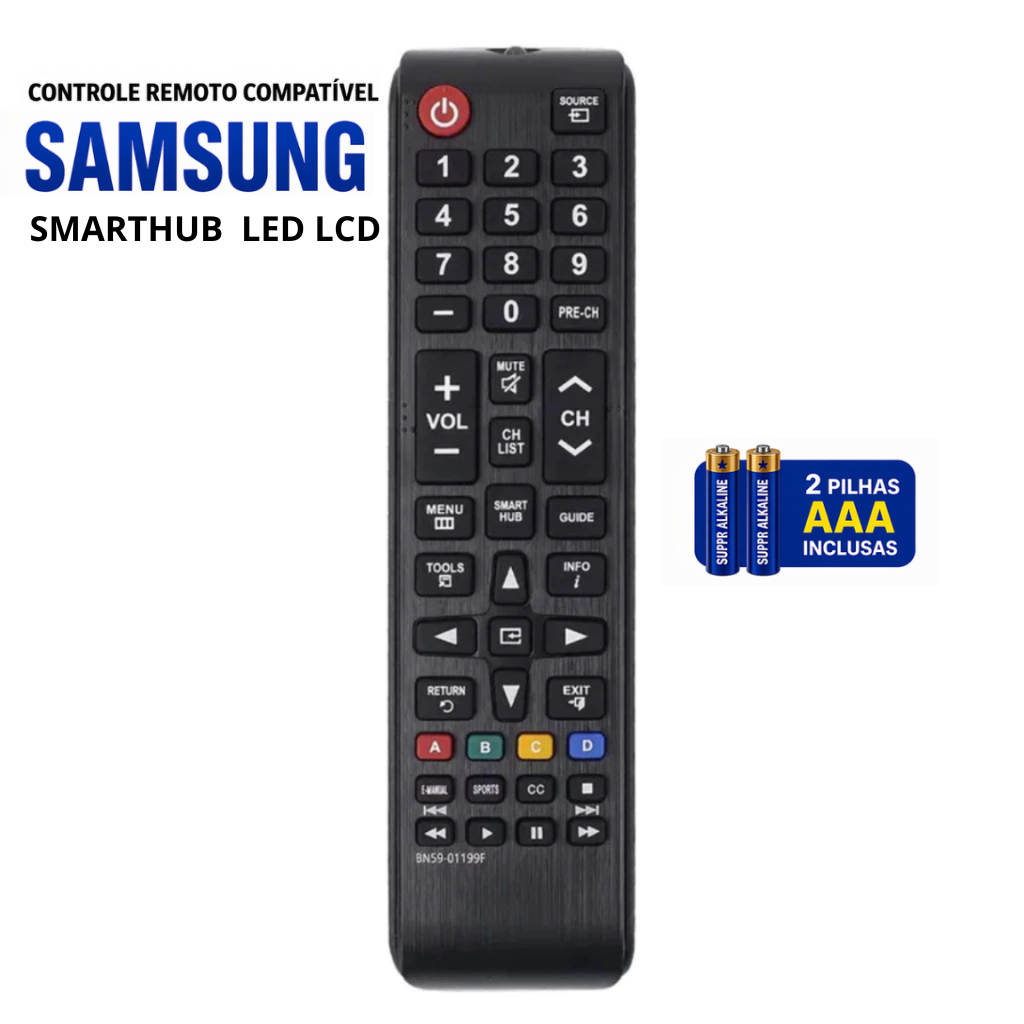 Controle Remoto para TV Samsung Smart Hub LED LCD