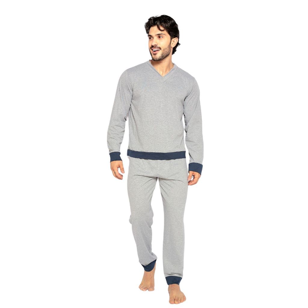 Pijama Masculino Algodão Manga Longa de Frio Inverno