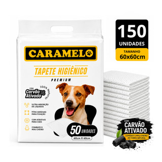 Tapetes Higiênicos Com Carvão Ativado 150 unidades Tamanho 60x60 para Cachorros - Caramelo