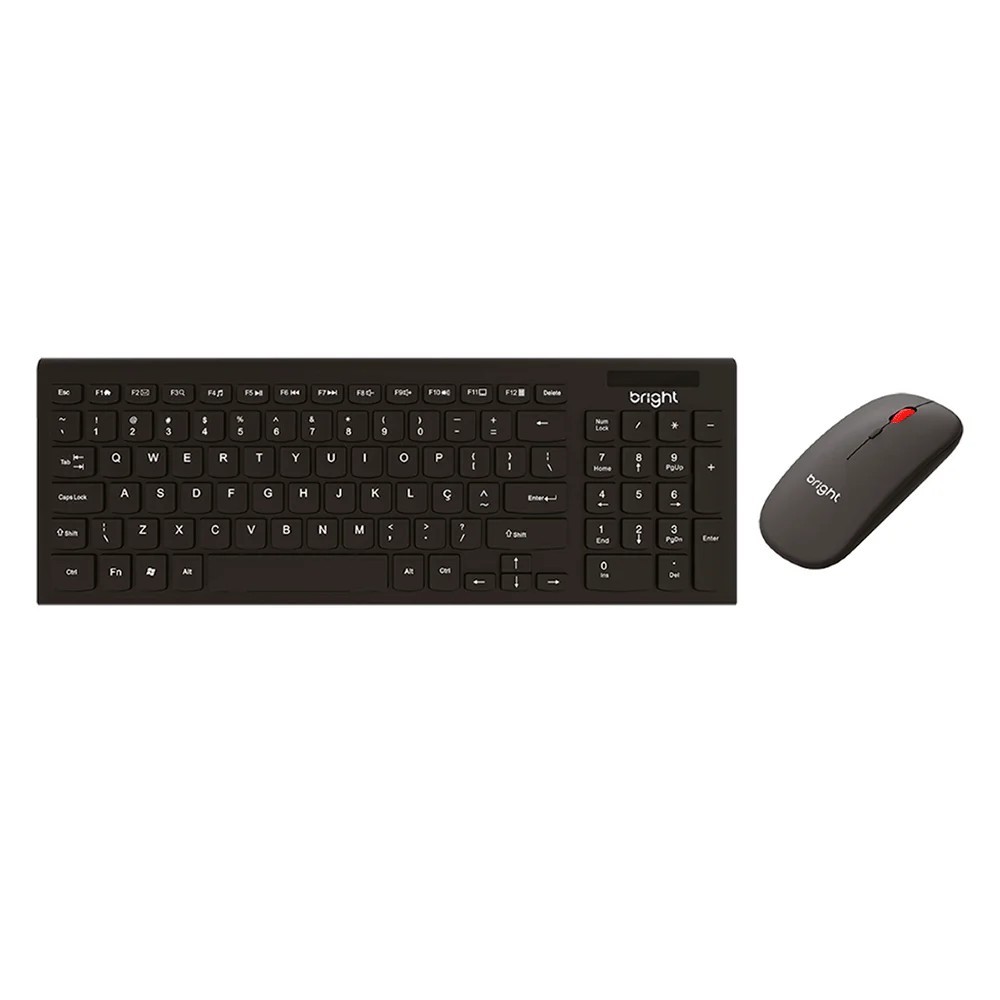 Imagem de Combo Teclado E Mouse Bright Office Slim Preto Compacto Wireless Usb Sem Fio ABNT2