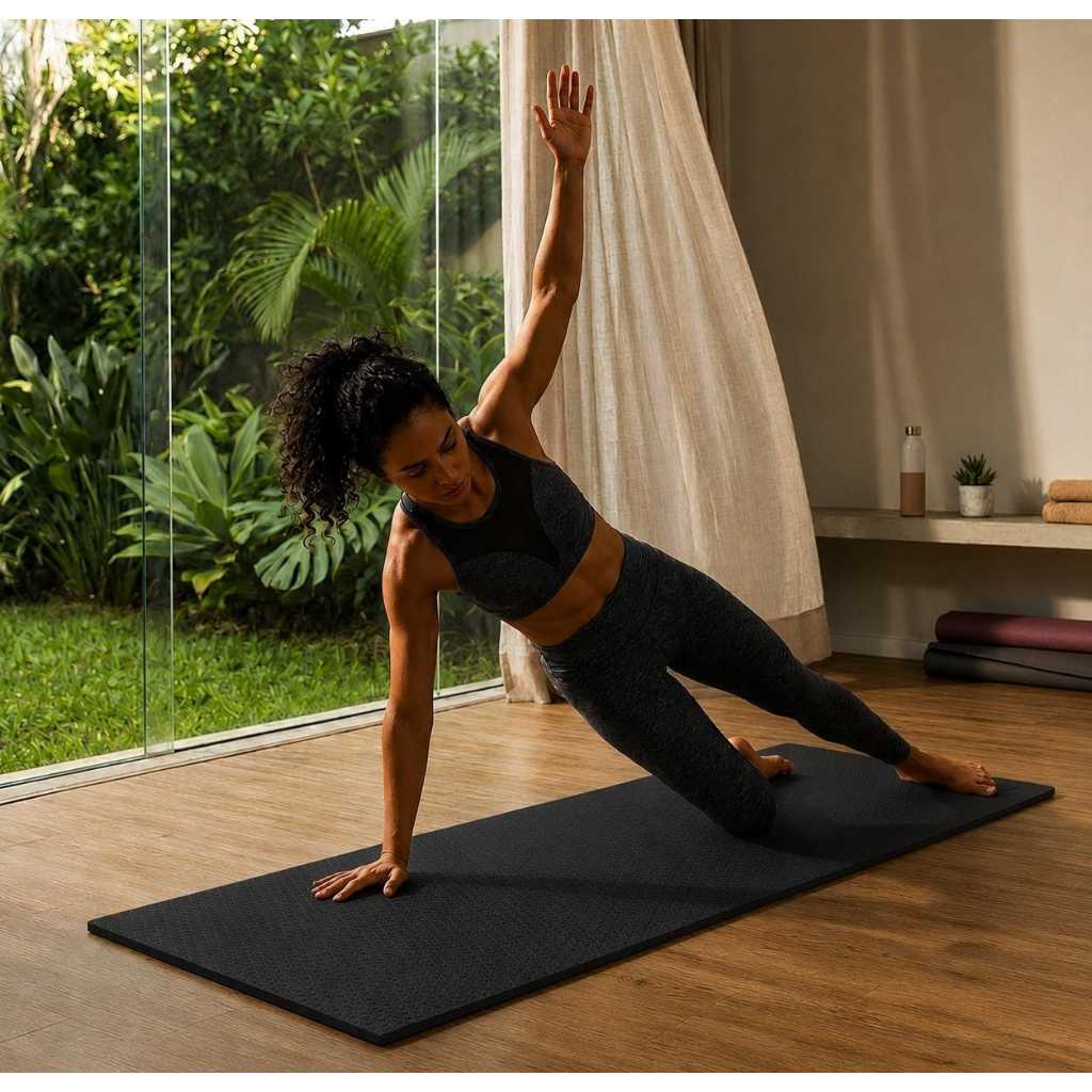 Imagem Tapete Colchonete Eva 10mm Para Exercícios Yoga Meditação Alongamento Pilates Fitness Ginástica Preto