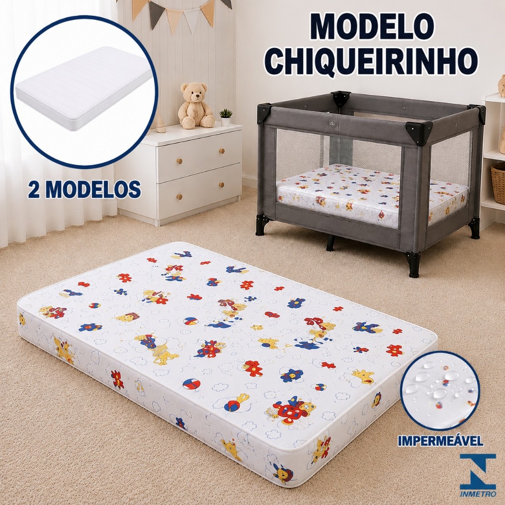 Colchão Chiqueirinho Moisés Berço 100x70x10 Impermeável Espuma D18 Anti Alérgico Confortável Bebê Infantil Baby