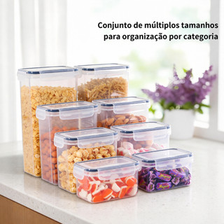 Kit 8 Potes Herméticos Acabamento Fosco Dein | 0.8L a 2.8L | Armazenamento Cozinha