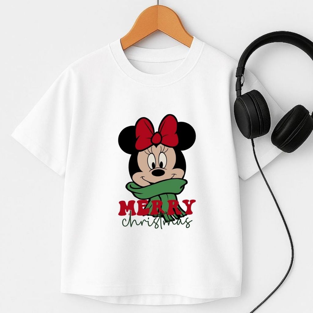 Camiseta Manga Curta Infantil Blusa Menino Verão Oversized 100% Algodão Natal Lançamento 4 ao 16 Minnie Laço Promoção