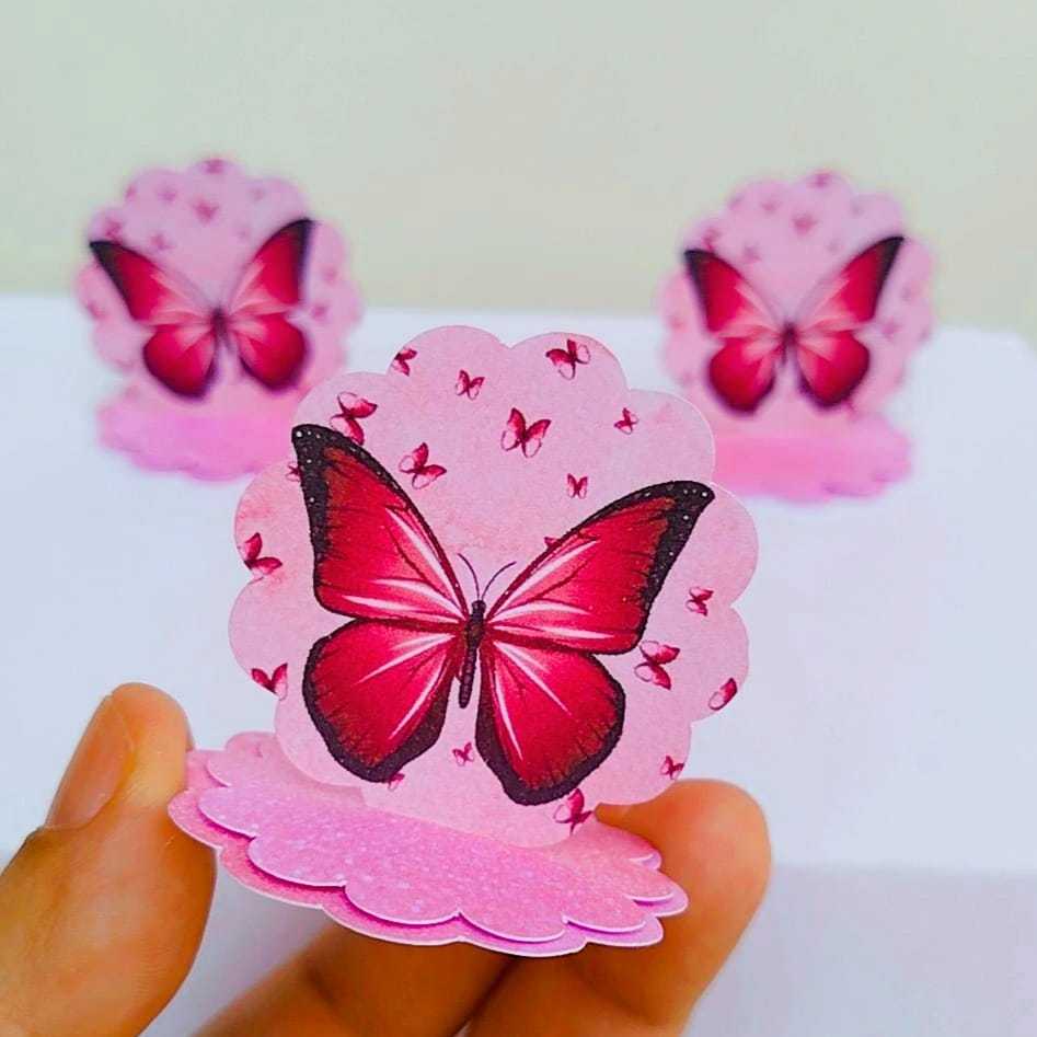 Kit Aplique 3D, 10, 20, 30 ou 40 und. Tag JARDIM DAS BORBOLETA Personalizada Lembrancinhas Festa infantil | Aniversário