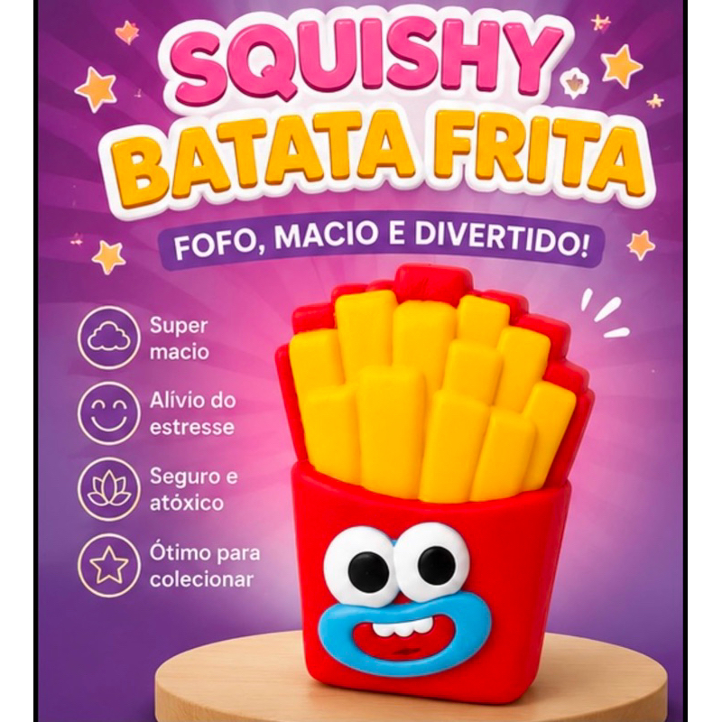 Squishy Batata Frita Antiestresse Macio Fofinho Brinquedo Sensorial para Crianças e Adultos