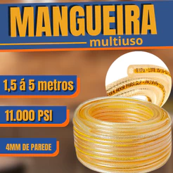 Mangueira Universal p/ Cozinha Multiuso Gás 4mm, Trançada, Parede Grossa, 3/8,11k - 1,5m 2m 3m 4m 5m