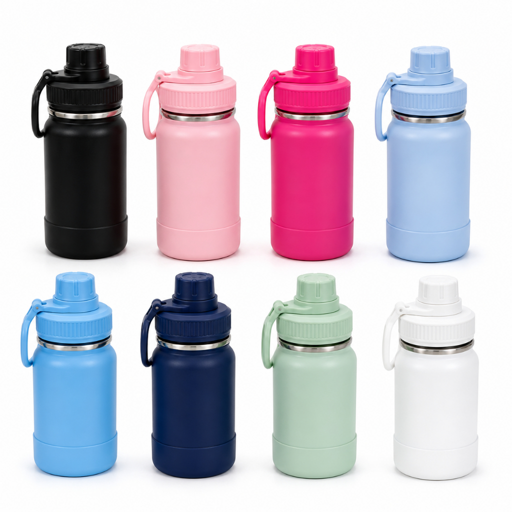 Garrafa de Água Térmica 350ml em Aço Inox Parede Dupla com Capa de Silicone