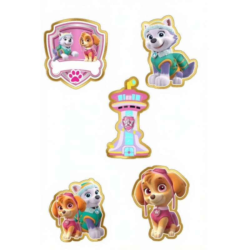 aplique patrulha canina menina aplique lamicote dourado 3D festa lembrancinhas aplique skye