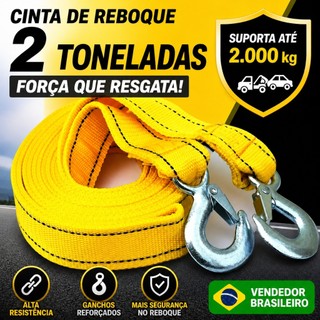 Cinta de Reboque para Carro com 2 Ganchos Cabo de Tração Automotivo Reforçado para Emergê…