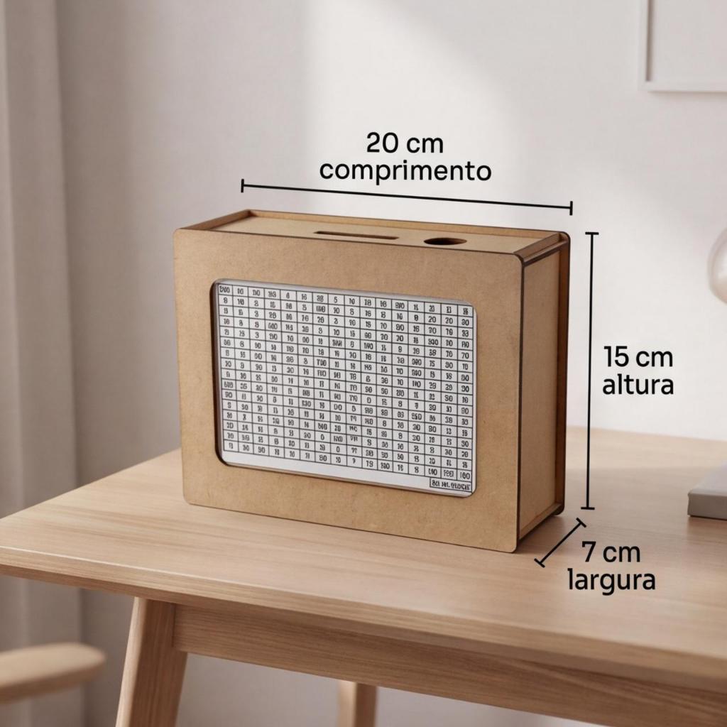 Cofre Desafio 10mil - MDF - método japonês - cor cru