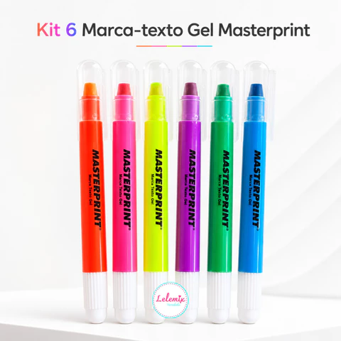 Kit 6 Canetas Marca Texto em Gel Masterprint Não Mancha Ideal para Bíblia Vade Mecum e Estudos