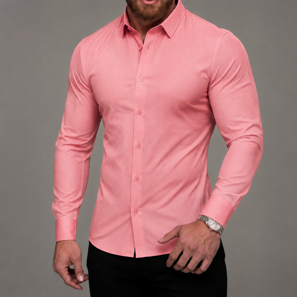 Camisa Social Masculina Slim Fit Manga Longa Mitong Sem Elastano Elegante e Antirrugas 40%Algodão + 60%Poliéster