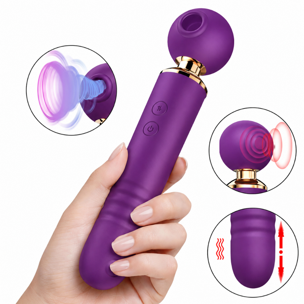 Vibrador Feminino Íntimo 3 em 1 Sugador Estimulador Recarregável com Sucção Vai e Vem Sex Shop