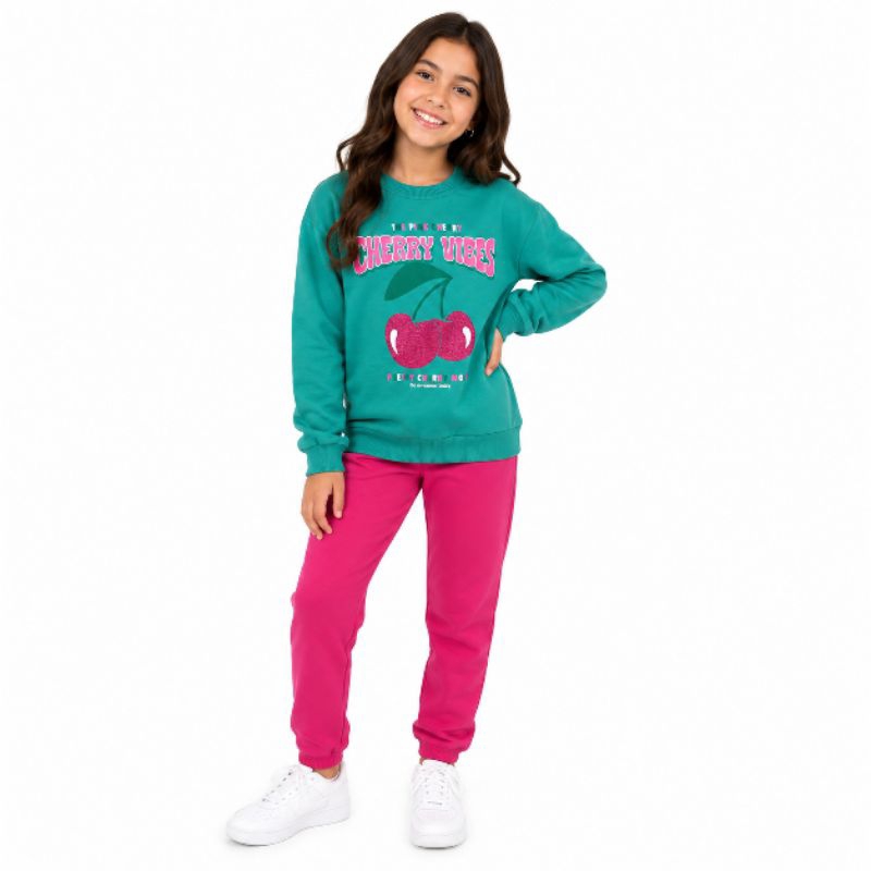 Conjunto Moletom Menina Flanelado Tam 14 Estampa Gliter Rovitex Kids qualidade
