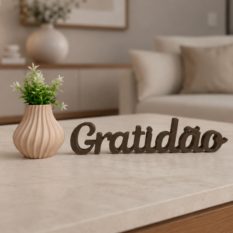 Kit Decoração Minimalista Mini Vaso 5cm Enfeite Letreiro Personalizado Moderna Elegante Casa Escritório