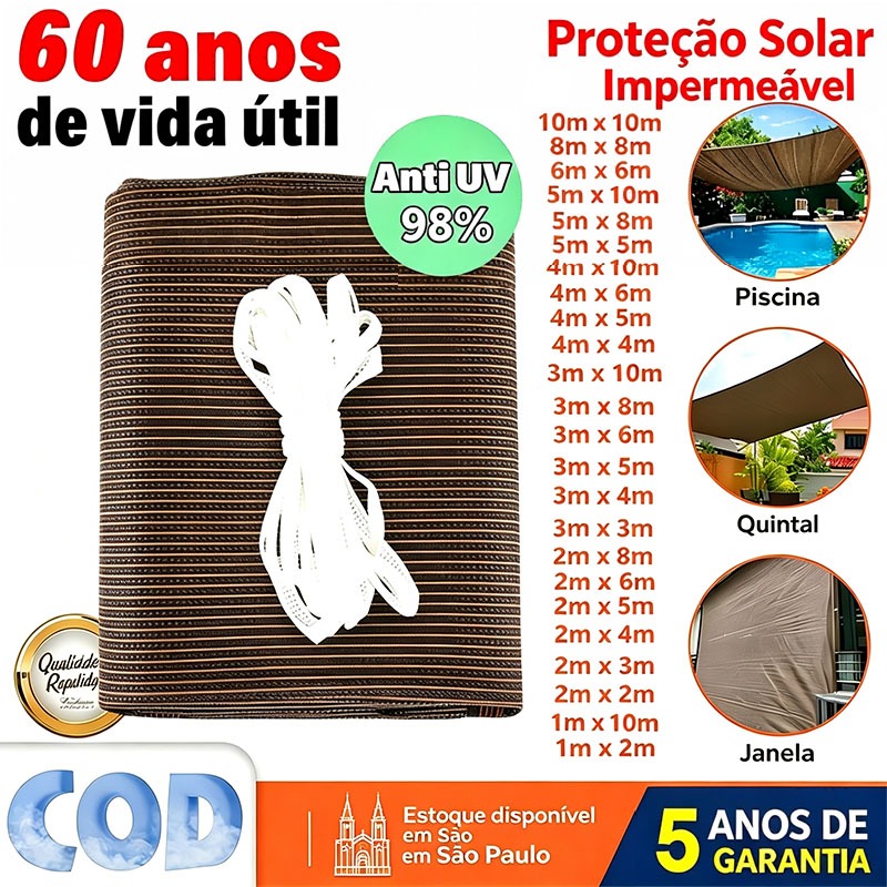 Cobertura Sombrite castanho /Amarelo castanho Tela Sombreamento 98% para Garagem Instalação Rápida Vários tamanhos