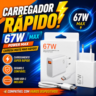 Carregador Turbo Power 67W Original  Cabo 6A Usb com Saída Tipo-C