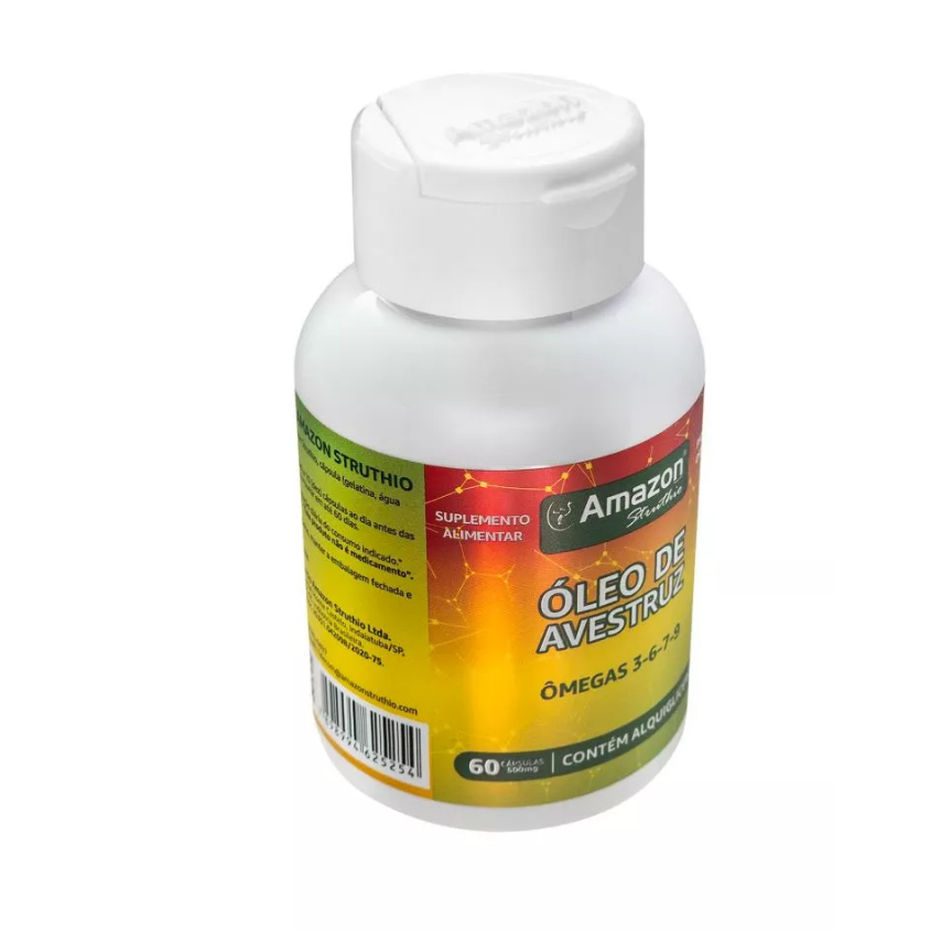 Suplemento Oleo de Avestruz Rico em Ômega 3.6 e 9 60 Cápsulas 760mg