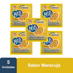 Kit Refresco em Pó MID® Sabor Maracujá Com 5 Unidades de 20g