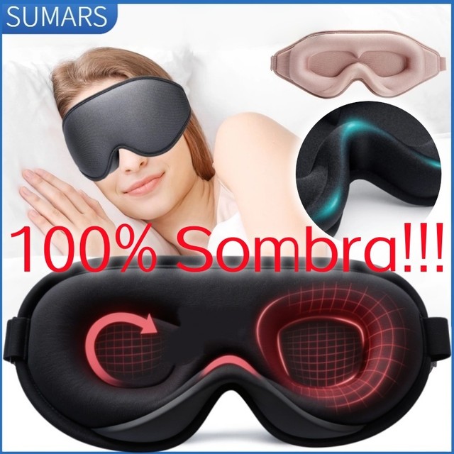 Máscara 3D de Espuma para Dormir, Tapa-Olho Blackout Total, Confortável e Zero Pressão