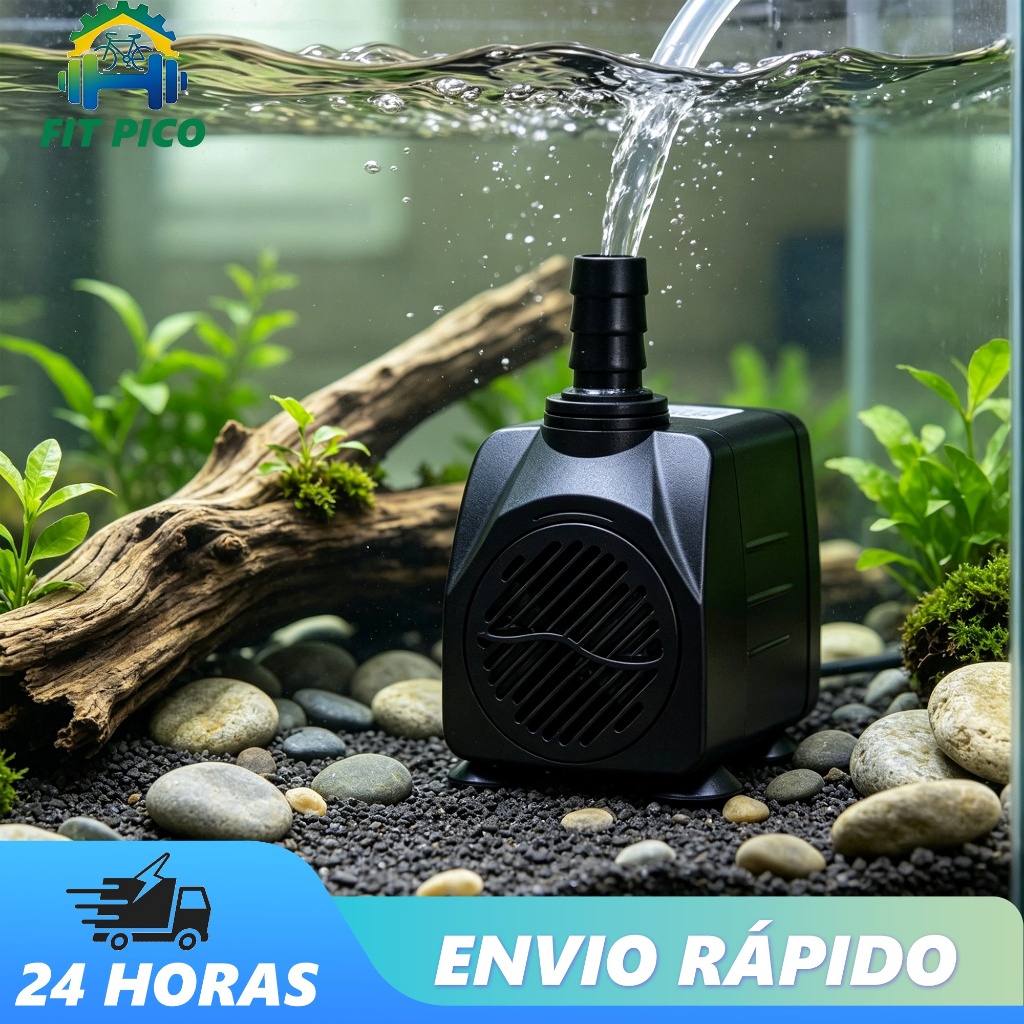 Bomba Submersa 2000L/H 2m 25W para Lago Aquário Fonte Cascata Água Doce e Salgada