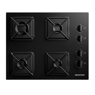 Cooktop 4 Bocas a Gás com Acendimento Automático Vidro Preto Bivolt Brastemp