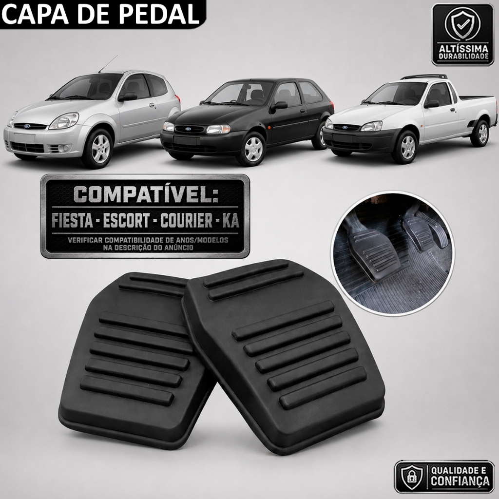 Kit Capas dos Pedais Freio e Embreagem Ford Ka Fiesta Escort Zetec e Courier - capa pedal