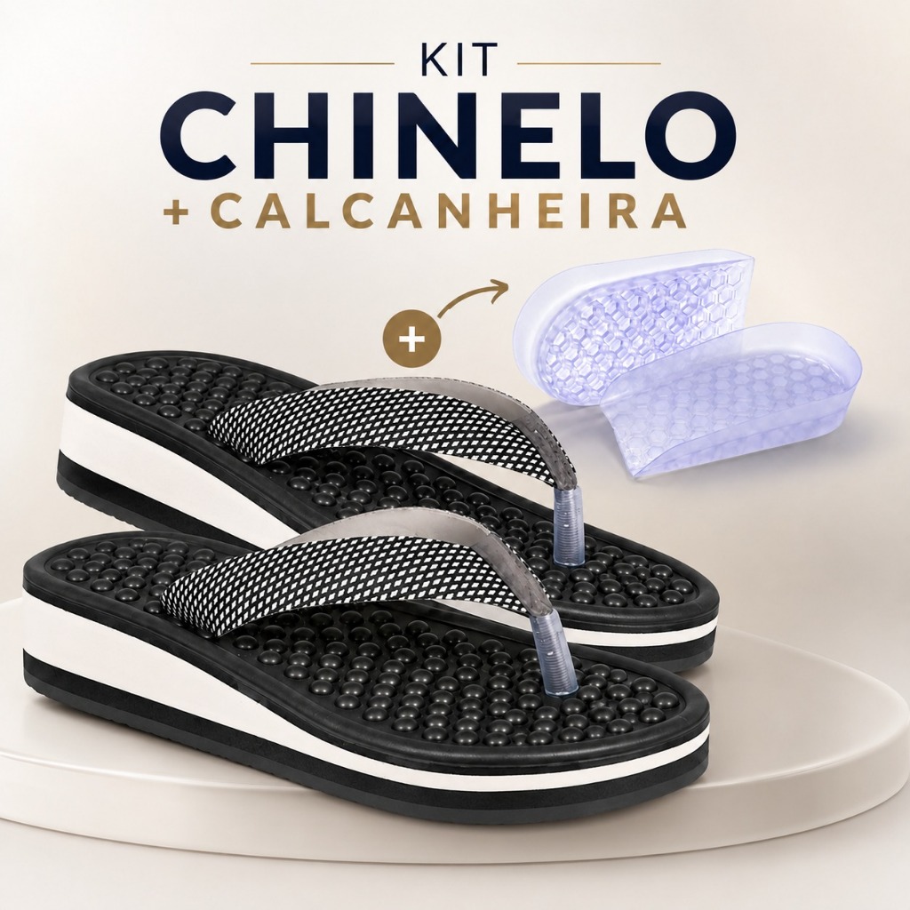 Sandália Chinelo Para Esporão E Fascite Plantar + Calcanheira Anti Impacto Acomodativa Silicone