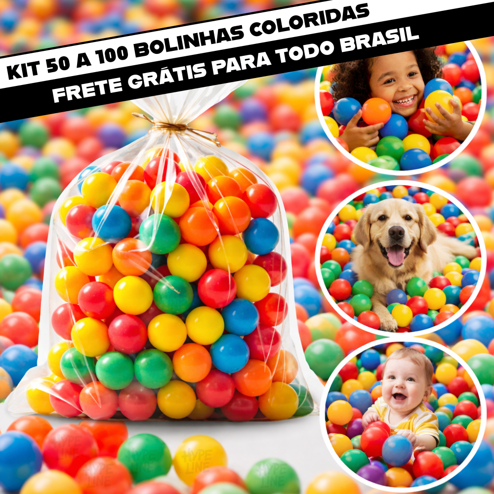 Kit Bolinhas Plásticas Coloridas  Para Piscina Infantil 50 100 Resistente Não Amassam Criança