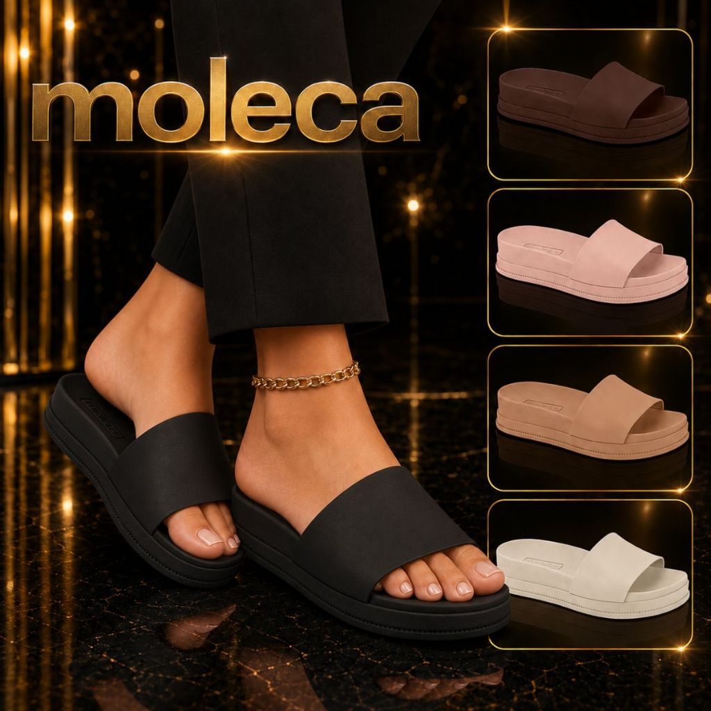 Sandália Feminina Moleca Original Modelo Slide Confortável Leve Lançamento Elegante Moda Tendência