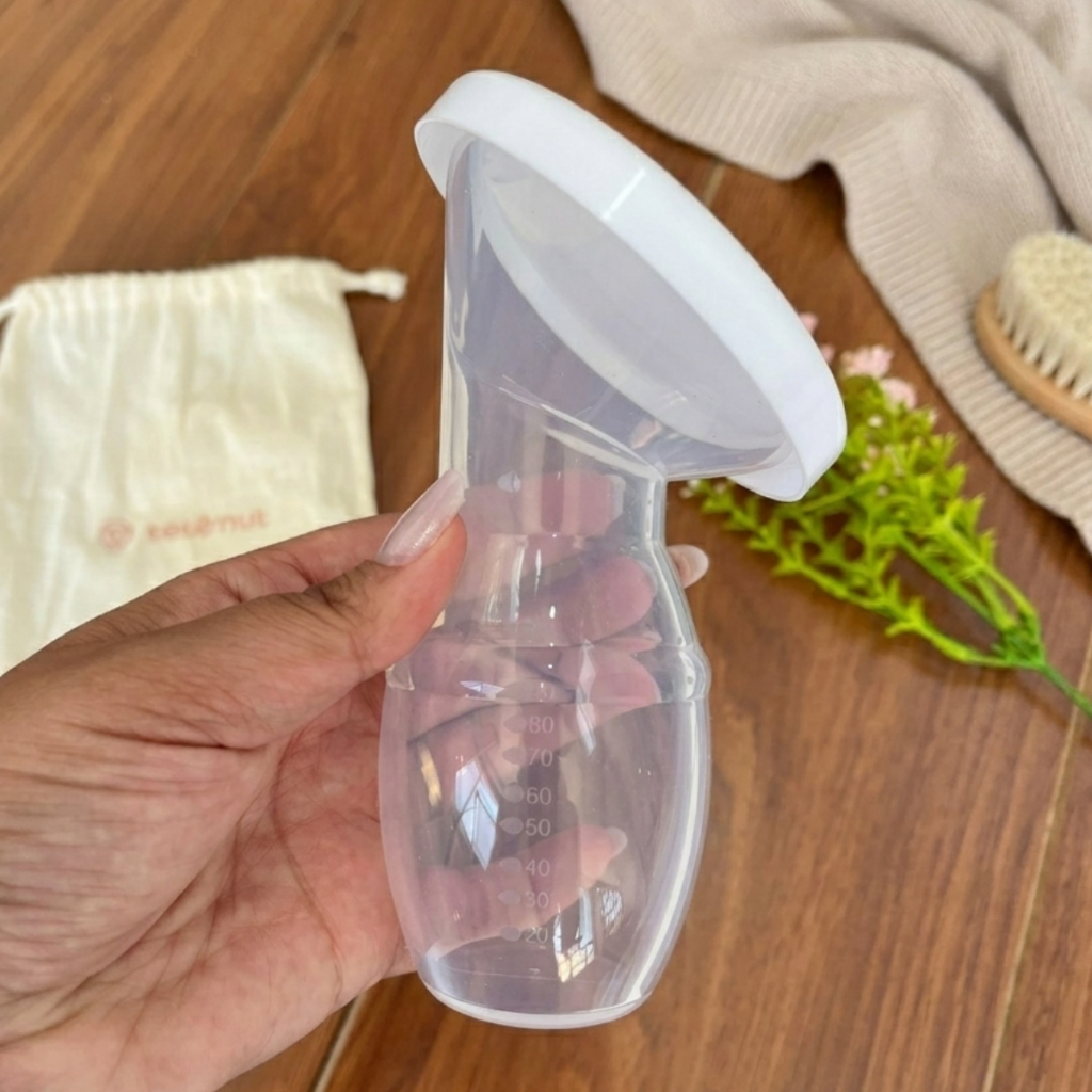 Coletor de Leite Materno Manual em Silicone com Tampa Reutilizável e Portátil