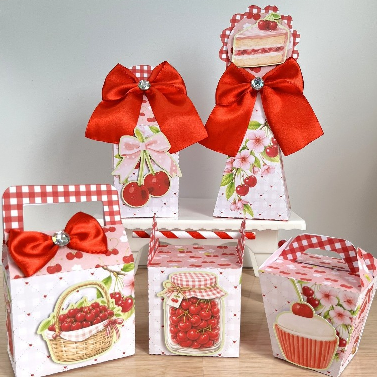 Kit Festa Personalizados CEREJINHAS | Caixinhas Personalizadas | Lembrancinhas de Aniversário | Festa Infantil