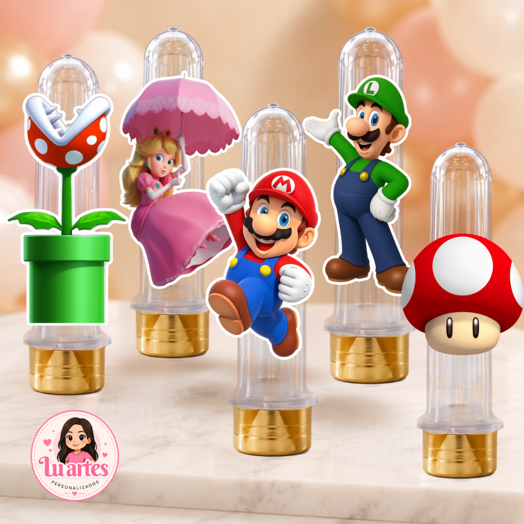 Aplique para Tubete Super Mario Bros | Aplique Personalizado | Decoração Festa Infantil | Lembrancinha de Aniversário |