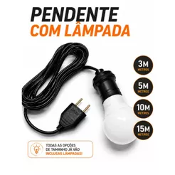 Pendente com Lâmpada 3, 5, 10 ou 15 metros - Soque com Rabicho