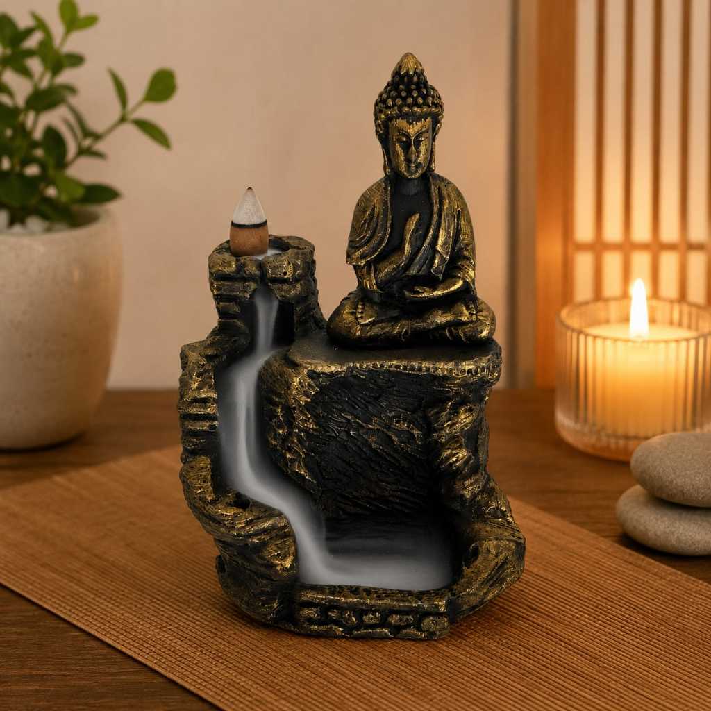 Imagem Incensário Cascata Buda Porta Incenso Decoração Casa