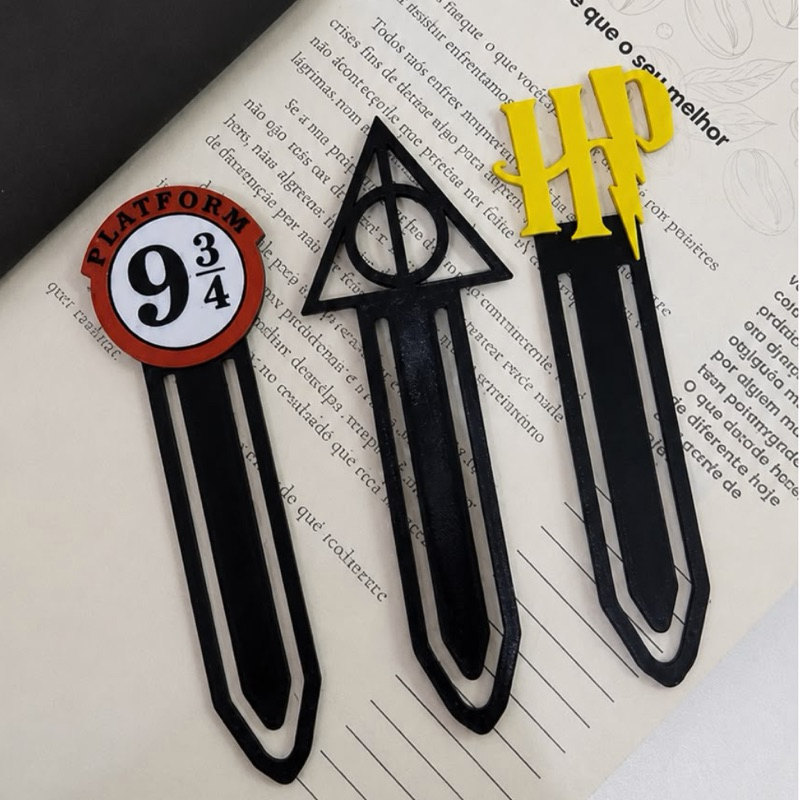 Kit com 3 Marca Páginas do Harry Potter Para Livros e Cadernos