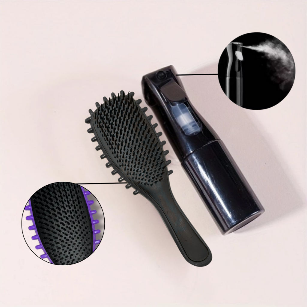 Conjunto de Escovas de Cabelo WANMEI com Spray de Finalização para Todos os Tipos de Cabelo