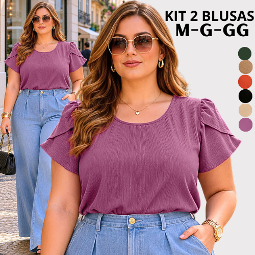 KIT2 BLUSAS FEMININAS SOCIAL CONFORTAVEL BLUSA FEMININO VERSATIL FRESQUINHA SOLTINHA TRABALHO DISCRETA BARATO PROMOÇÃO