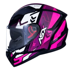 Capacete Asx City Diagon Sv Preto Brilho Branco Rosa C/ Óculos
