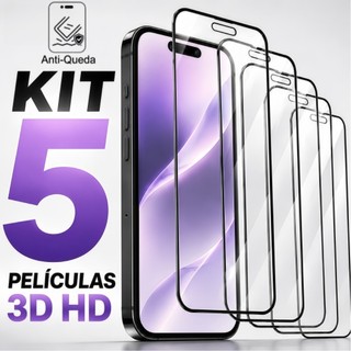 Película Vidro Temperado 9H Cobertura Total HD Anti Impressão Digital para iPhone 17 16 15 14 13 12 11 XR XS PRO MAX