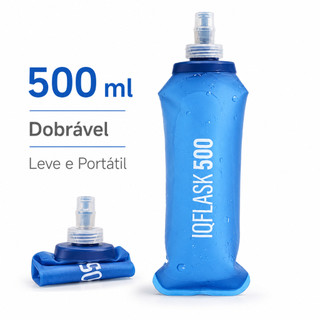 Garrafa de Água Dobrável 500ml Squeeze Esportivo de TPU Sem BPA para Corrida, Ciclismo e Trilha