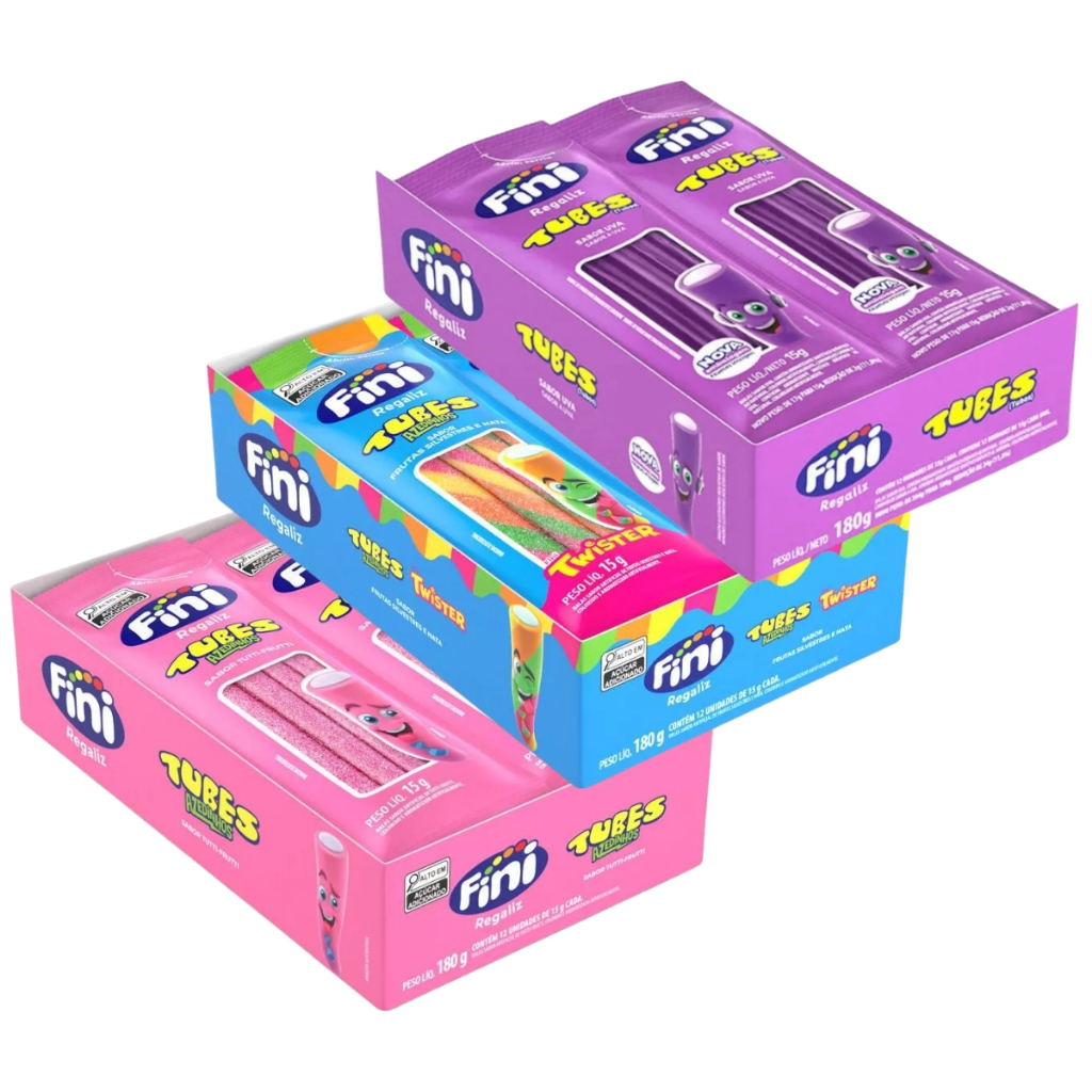 Kit Fini Só Tubes Favoritos 36 Pacotes de 15g cada (3 Caixinhas Display C/12UN)