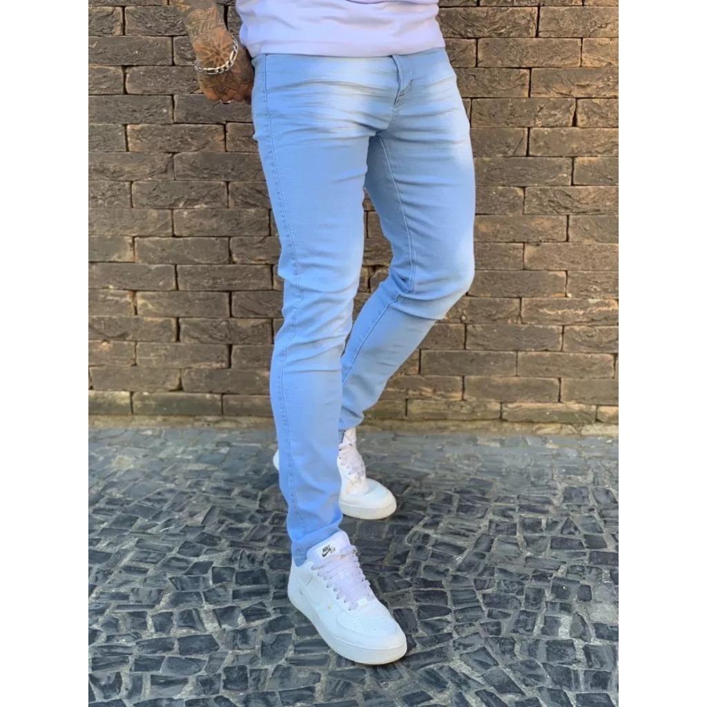 Calça jeans masculina clara skinny linha premium otimo caimento e conforto