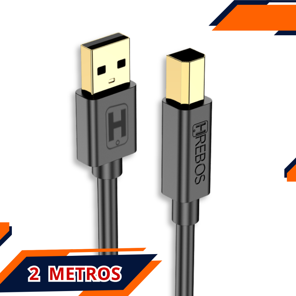 Cabo Para Impressora Usb x USB-B - 2 Metros Padrão Universal Multifuncional Scan