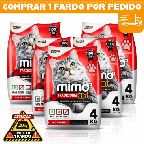 Kit 5 Pacotes Fardo de Areia Sanitária Antiodor Tira Cheiro MimoCat Gatos Tradicional 100% Natural