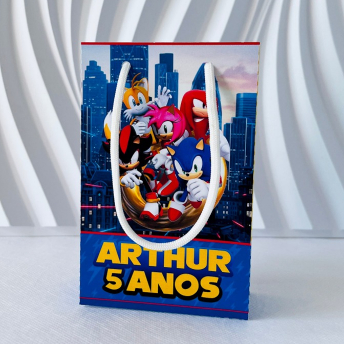 Sacolinha P Sonic Personalizada | Sacolinha Surpresa | Lembrancinha festa Infantil | Aniversário