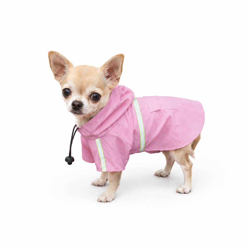 Capa de Chuva para Cachorro Jaqueta Impermeável c/ Fita Refletiva, Prova d’Água para Uso ao Ar Livre