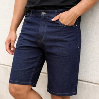 Bermuda Masculina Jeans C/ Lycra Tradicional Slim Fit Vrn Costura Reforçada Resistente Macia Zíper c/ Trava
